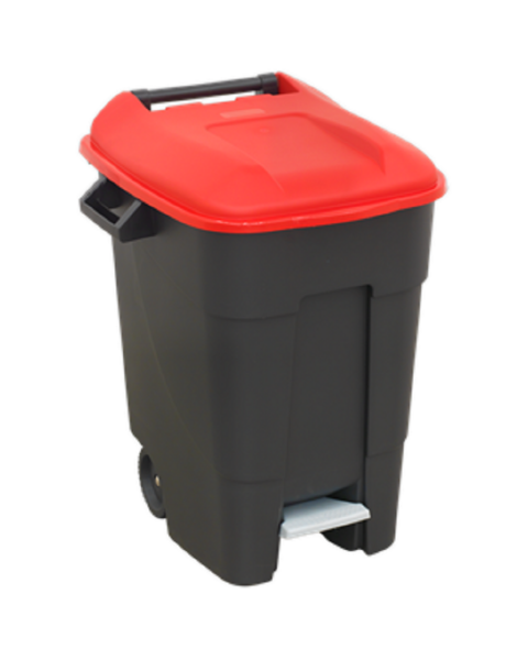Refuse/Wheelie Bin with Foot Pedal 100L - Red