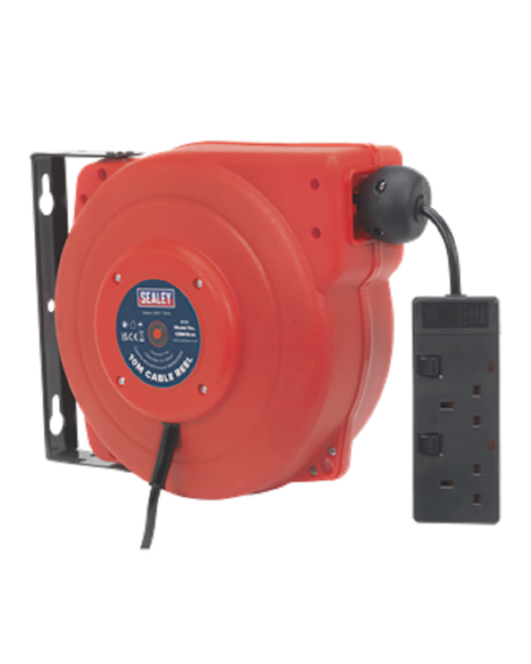 Cable Reel System Retractable 10m 2 x 230V Socket