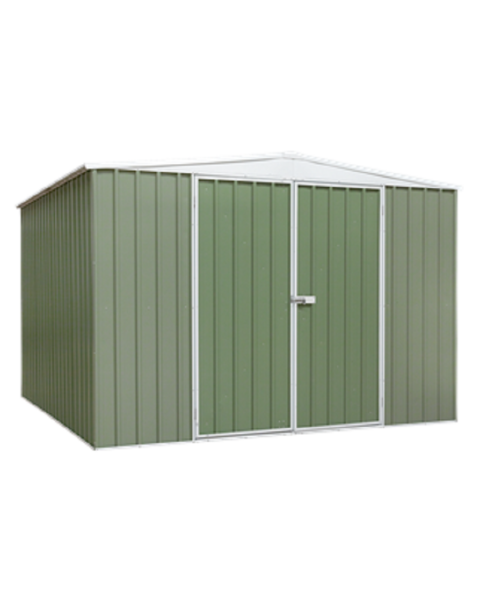 Dellonda Galvanised Steel Metal Garden/Outdoor/Storage Shed, 10FT x 10FT, Apex Style Roof - Green - DG116