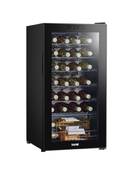 Baridi 28 Bottle Wine Fridge with Digital Touchscreen Controls & LED Light, Black - DH10