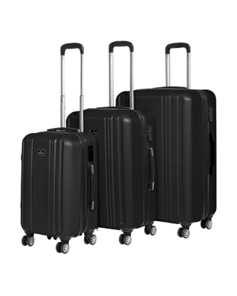 Dellonda 3-Piece Lightweight Luggage Suitcase Trolley Set ABS TSA Lock Black - DL11
