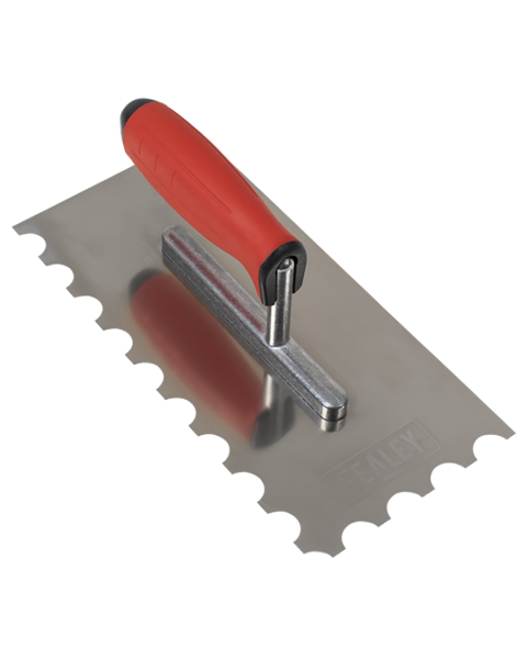 Stainless Steel 270mm Semicircle Tooth Trowel - Rubber Handle - Aluminium Foot