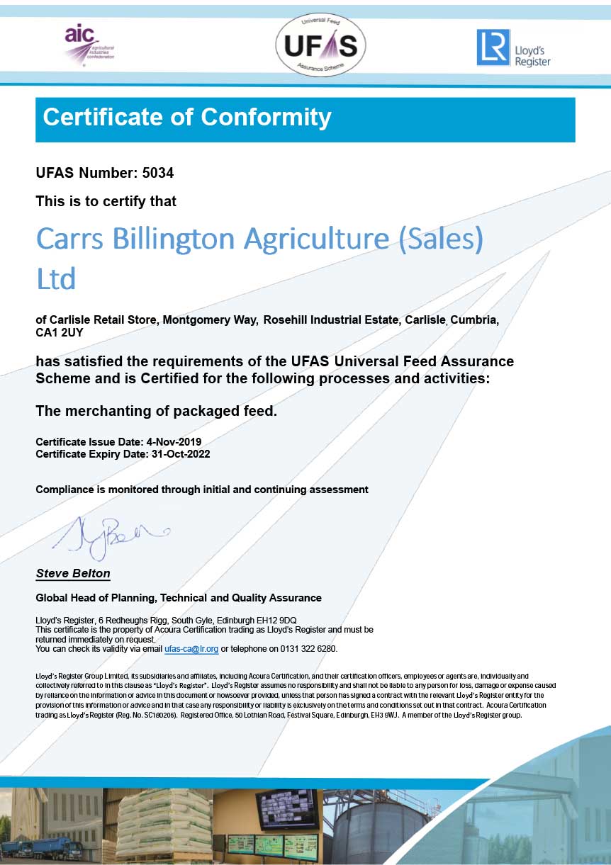 Carlisle UFAS Certificate
